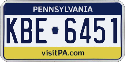 PA license plate KBE6451