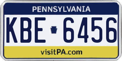 PA license plate KBE6456
