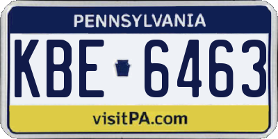 PA license plate KBE6463