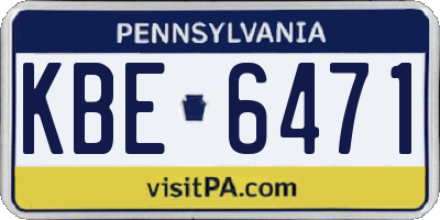 PA license plate KBE6471
