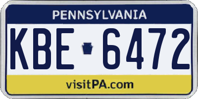 PA license plate KBE6472