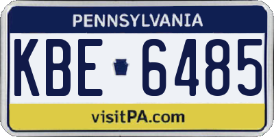 PA license plate KBE6485