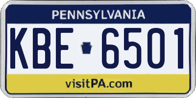 PA license plate KBE6501