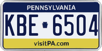 PA license plate KBE6504