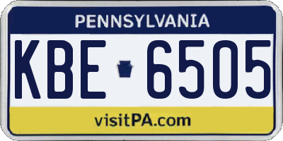 PA license plate KBE6505