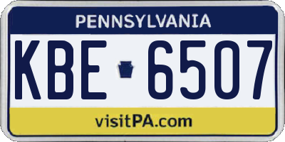 PA license plate KBE6507