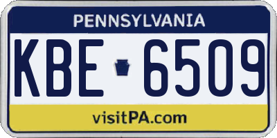 PA license plate KBE6509