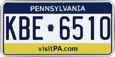 PA license plate KBE6510