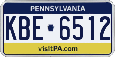 PA license plate KBE6512