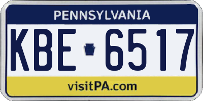 PA license plate KBE6517