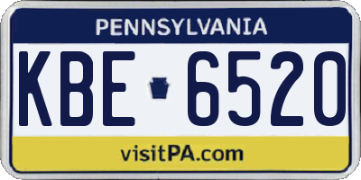 PA license plate KBE6520
