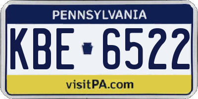 PA license plate KBE6522