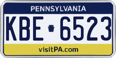 PA license plate KBE6523