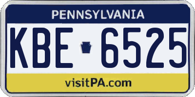 PA license plate KBE6525
