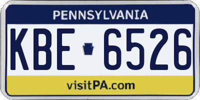 PA license plate KBE6526