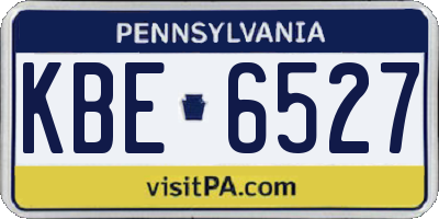 PA license plate KBE6527