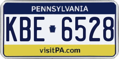 PA license plate KBE6528