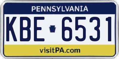 PA license plate KBE6531