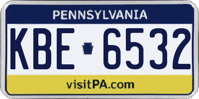 PA license plate KBE6532