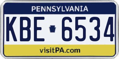PA license plate KBE6534