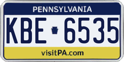 PA license plate KBE6535