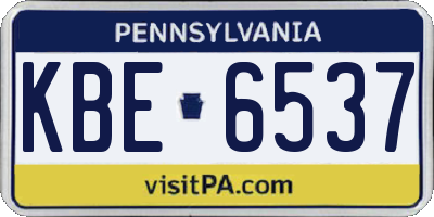 PA license plate KBE6537