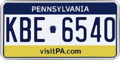 PA license plate KBE6540