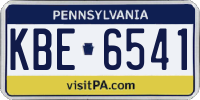 PA license plate KBE6541