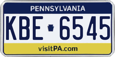 PA license plate KBE6545