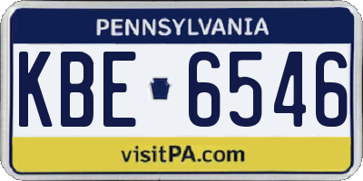 PA license plate KBE6546