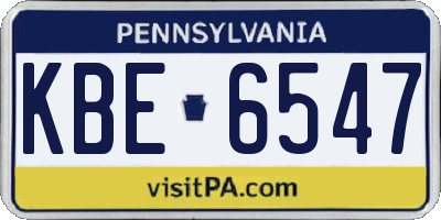 PA license plate KBE6547