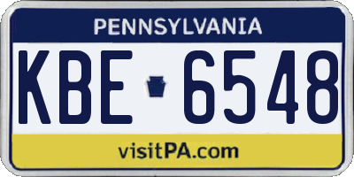PA license plate KBE6548