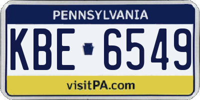 PA license plate KBE6549