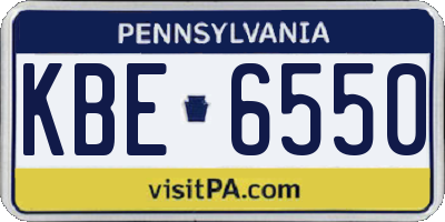 PA license plate KBE6550