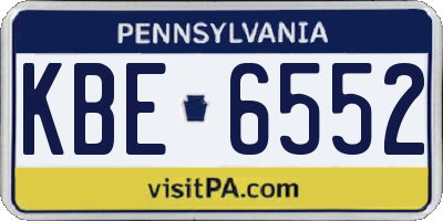 PA license plate KBE6552