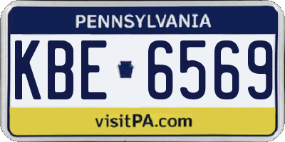 PA license plate KBE6569