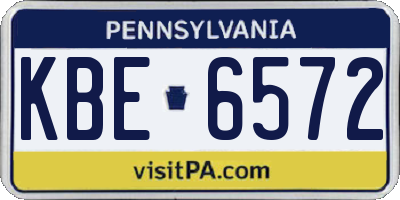 PA license plate KBE6572