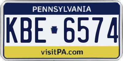 PA license plate KBE6574