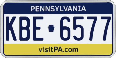 PA license plate KBE6577