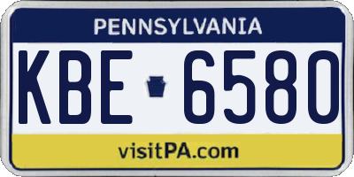 PA license plate KBE6580