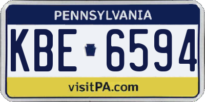 PA license plate KBE6594