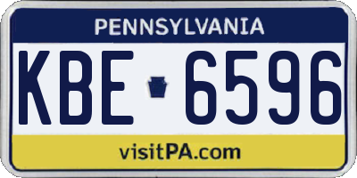PA license plate KBE6596