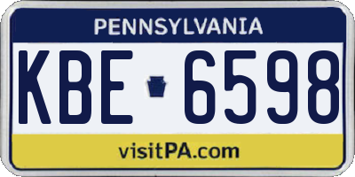 PA license plate KBE6598