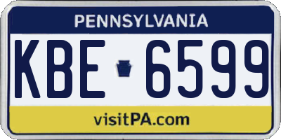 PA license plate KBE6599