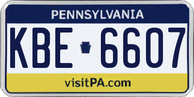 PA license plate KBE6607