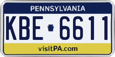 PA license plate KBE6611