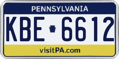 PA license plate KBE6612