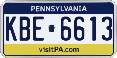 PA license plate KBE6613