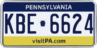 PA license plate KBE6624