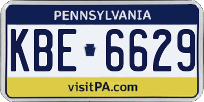 PA license plate KBE6629